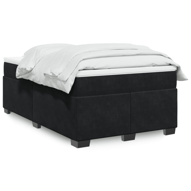 Boxspringbett mit Matratze Schwarz 120x190 cm Samt