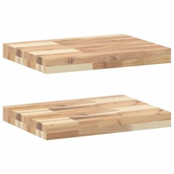 Schweberegale 2 Stk. 60x30x4 cm Massivholz Akazie Unbehandelt