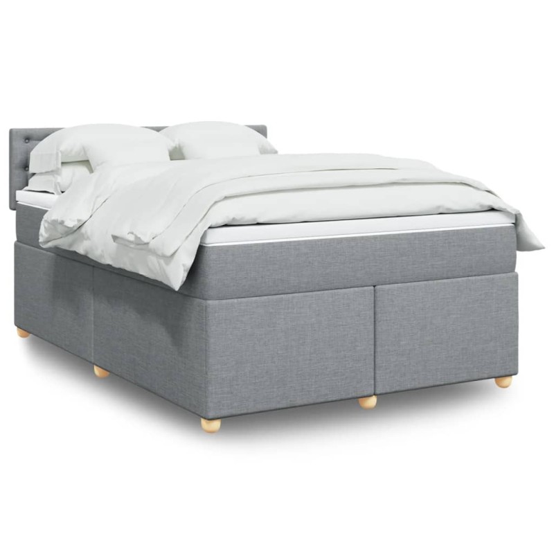 Boxspringbett mit Matratze Hellgrau 160x200 cm Stoff