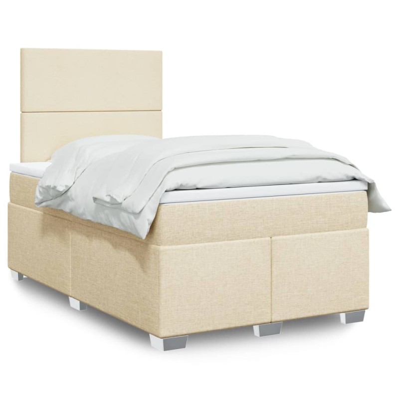 Boxspringbett mit Matratze Creme 120x200 cm Stoff