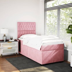 Boxspringbett mit Matratze Rosa 90x200 cm Samt