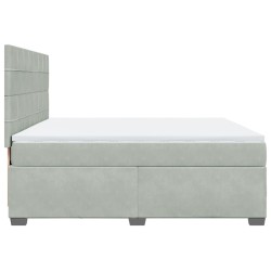 Boxspringbett mit Matratze Hellgrau 180x200 cm Samt