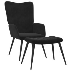 Relaxsessel mit Hocker Schwarz Samt