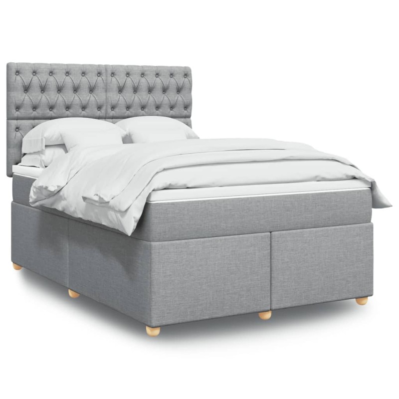 Boxspringbett mit Matratze Hellgrau 140x190 cm Stoff