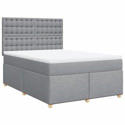 Boxspringbett mit Matratze Hellgrau 140x190 cm Stoff