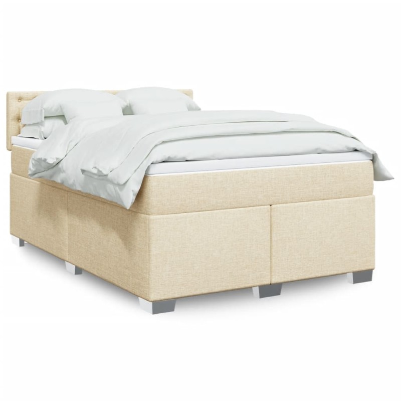 Boxspringbett mit Matratze Creme 140x190 cm Stoff