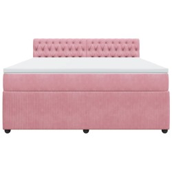 Boxspringbett mit Matratze Rosa 180x200 cm Samt