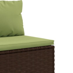 6-tlg. Garten-Sofagarnitur mit Kissen Braun Poly Rattan