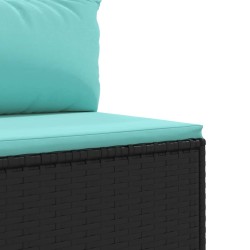 5-tlg. Garten-Sofagarnitur mit Kissen Schwarz Poly Rattan