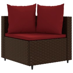 9-tlg. Garten-Sofagarnitur mit Kissen Braun Poly Rattan