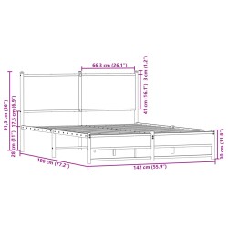 Metallbett ohne Matratze Braun Eichen-Optik 137x190 cm