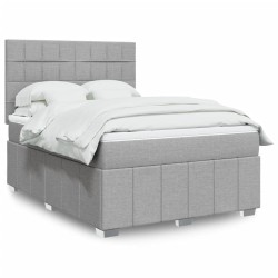 Boxspringbett mit Matratze Hellgrau 140x190 cm Stoff