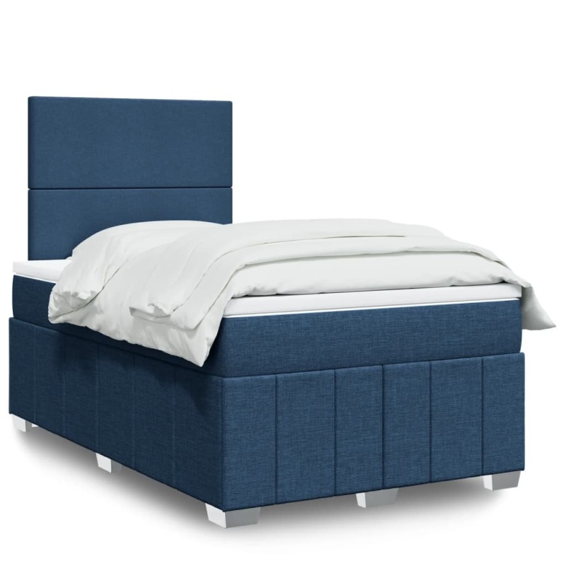 Boxspringbett mit Matratze Blau 120x200 cm Stoff