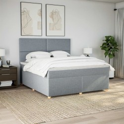 Boxspringbett mit Matratze Hellgrau 180x200 cm Stoff