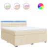 Boxspringbett mit Matratze Creme 180x200 cm Stoff