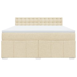 Boxspringbett mit Matratze Creme 180x200 cm Stoff