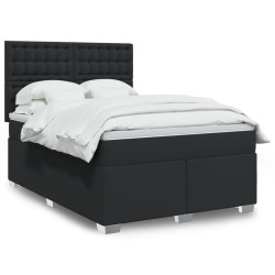 Boxspringbett mit Matratze Schwarz 140x200 cm Kunstleder