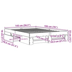 Bettgestell Betongrau 140x190 cm Holzwerkstoff