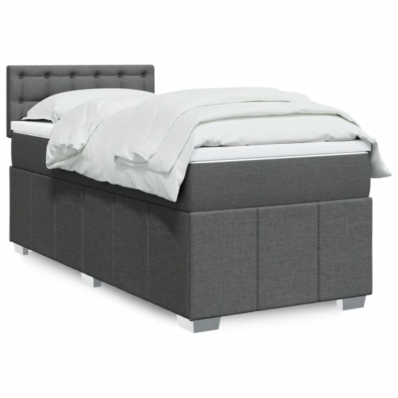 Boxspringbett mit Matratze Dunkelgrau 90x190 cm Stoff