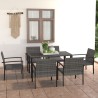 7-tlg. Garten-Essgruppe Poly Rattan Grau