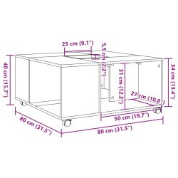 Couchtisch Grau Sonoma 80x80x40 cm Holzwerkstoff