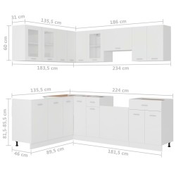 11-tlg. Küchenzeile Weiß Holzwerkstoff