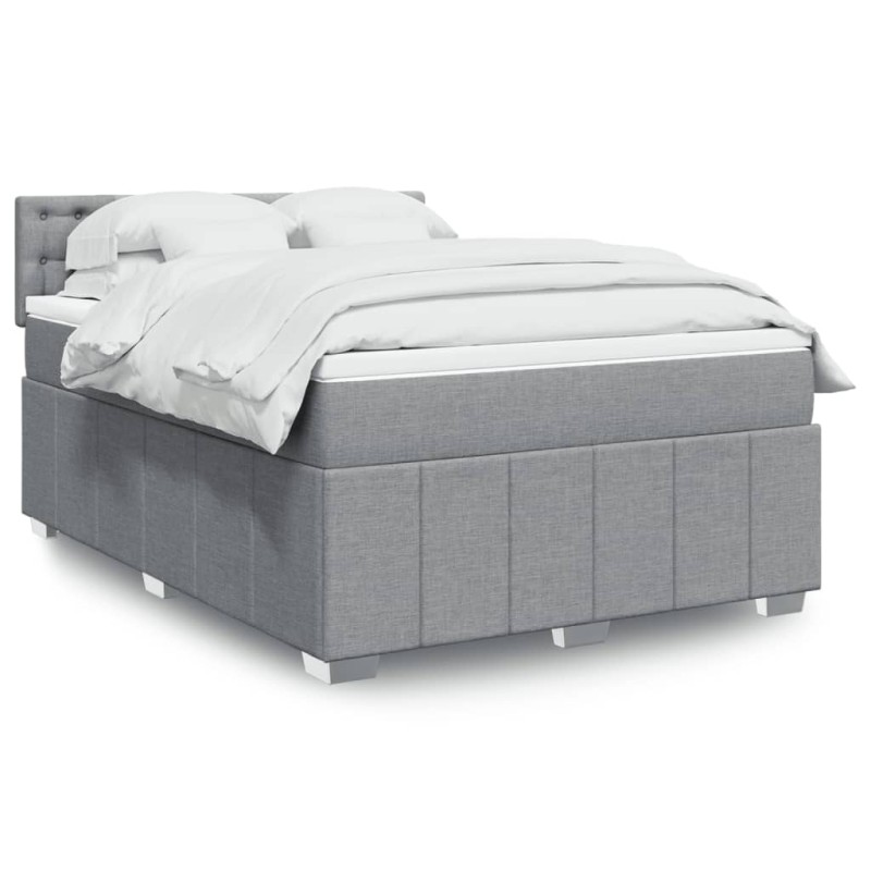 Boxspringbett mit Matratze Hellgrau 140x190 cm Stoff