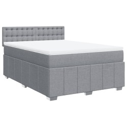 Boxspringbett mit Matratze Hellgrau 140x190 cm Stoff