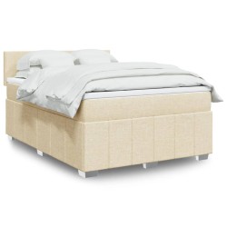 Boxspringbett mit Matratze Creme 140x200 cm Stoff