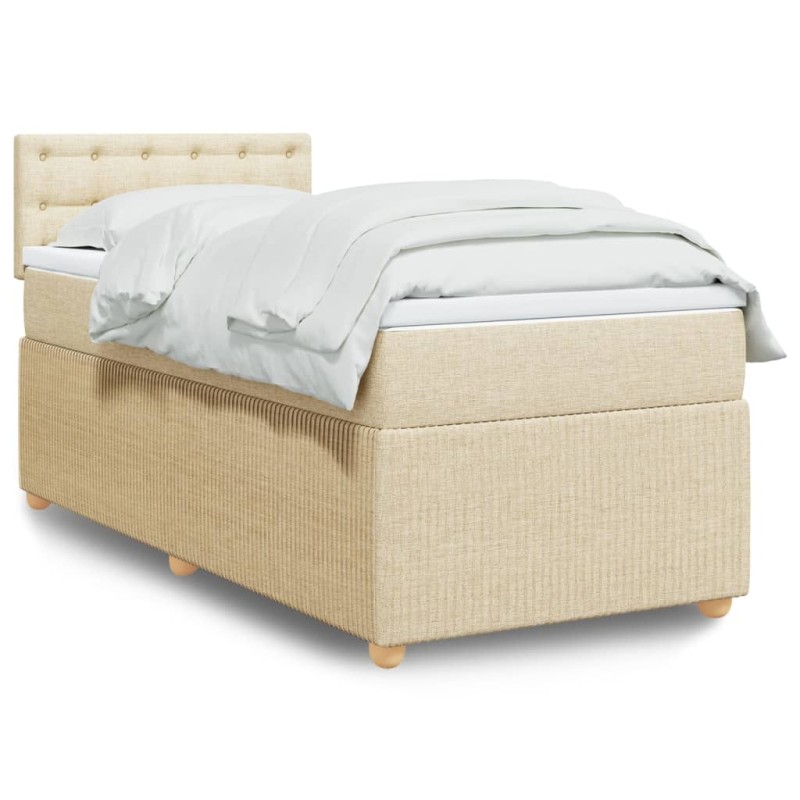 Boxspringbett mit Matratze Creme 100x200 cm Stoff