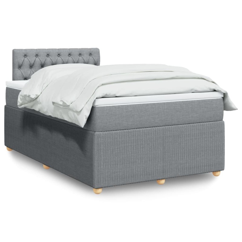 Boxspringbett mit Matratze Hellgrau 120x190 cm Stoff