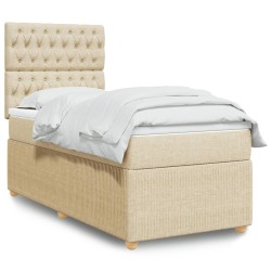 Boxspringbett mit Matratze Creme 90x200 cm Stoff