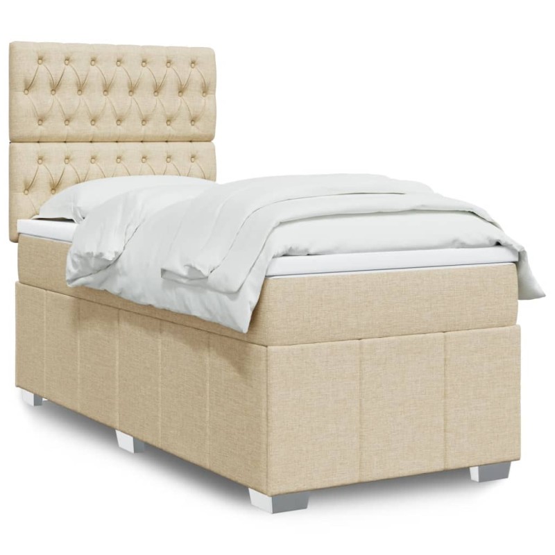 Boxspringbett mit Matratze Creme 100x200 cm Stoff