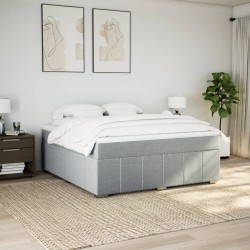 Boxspringbett mit Matratze Hellgrau 180x200 cm Stoff