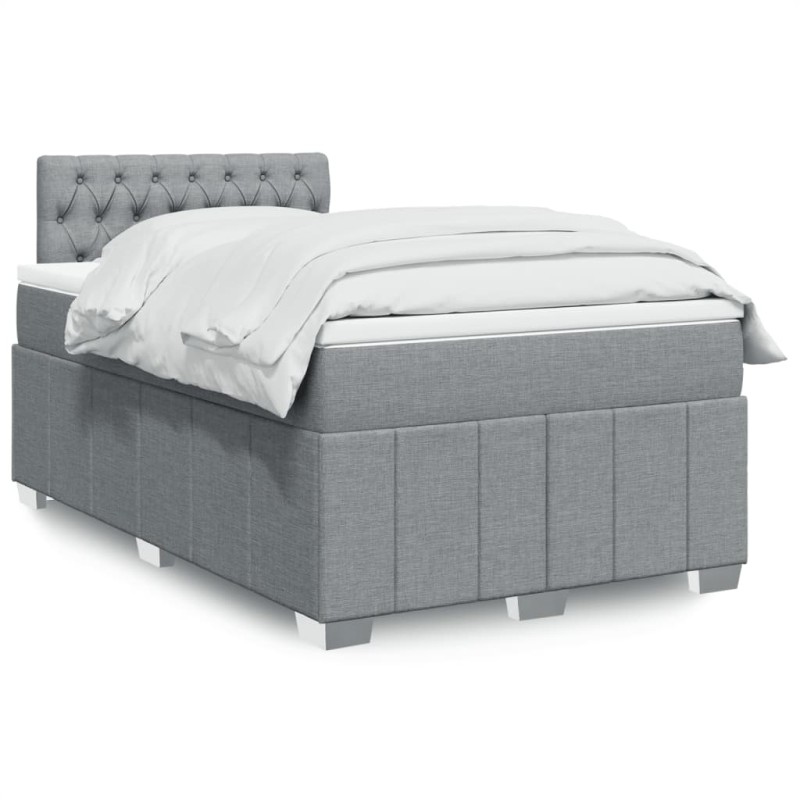 Boxspringbett mit Matratze Hellgrau 120x190 cm Stoff