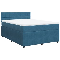 Boxspringbett mit Matratze Blau 140x190 cm Samt