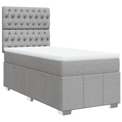 Boxspringbett mit Matratze Hellgrau 90x190 cm Stoff