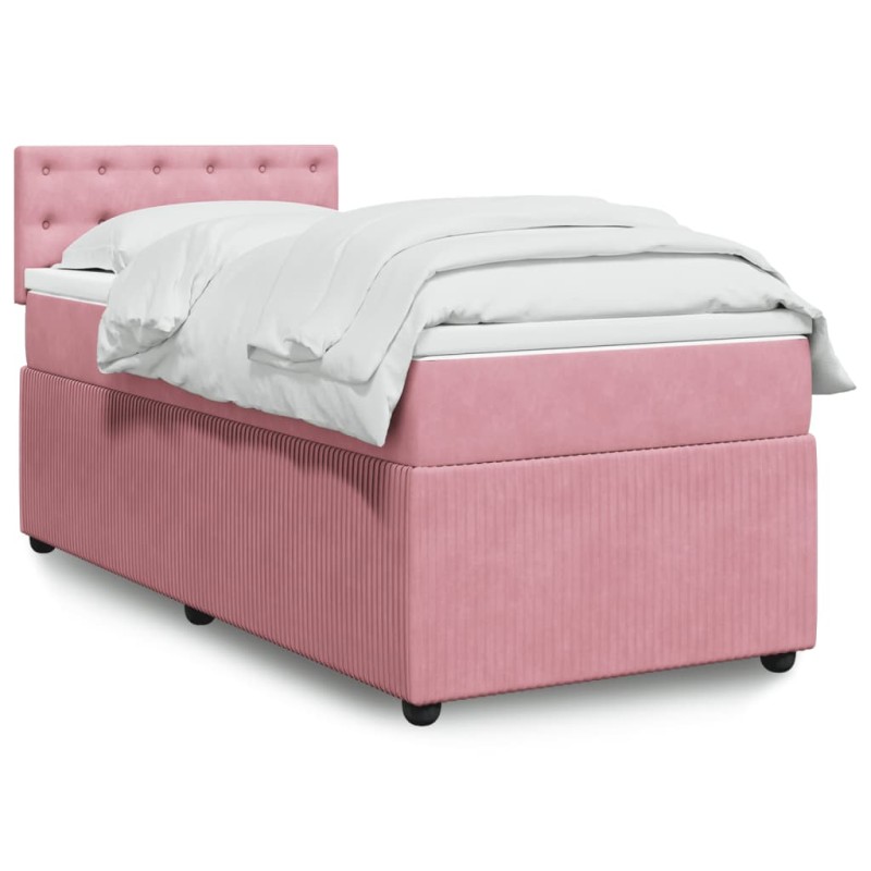 Boxspringbett mit Matratze Rosa 90x200 cm Samt