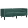 Chesterfield-Sofa mit Nackenrollen 3-Sitzer Dunkelgrün Samt