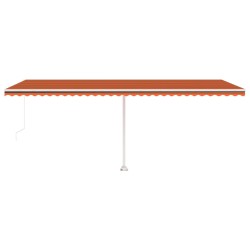 Markise Manuell Einziehbar mit LED 600x350 cm Orange und Braun