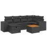 7-tlg. Garten-Sofagarnitur mit Kissen Schwarz Poly Rattan