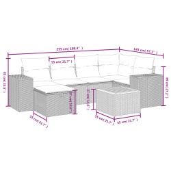 7-tlg. Garten-Sofagarnitur mit Kissen Schwarz Poly Rattan