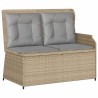 3-tlg. Garten-Sofagarnitur mit Kissen Beige Poly Rattan