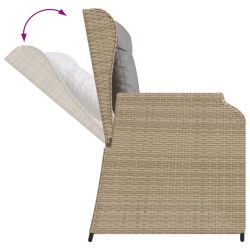 3-tlg. Garten-Sofagarnitur mit Kissen Beige Poly Rattan