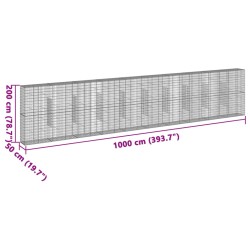 Gabione mit Deckel 1000x50x200 cm Verzinktes Eisen