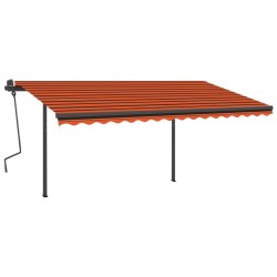 Markise Manuell Einziehbar mit Pfosten 4x3 m Orange und Braun