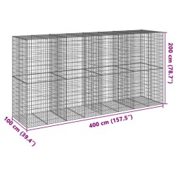 Gabione mit Deckel 400x100x200 cm Verzinktes Eisen