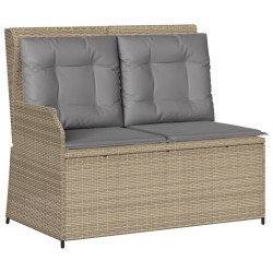 3-tlg. Garten-Lounge-Set mit Kissen Beige Poly Rattan