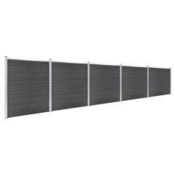 Zaunelement Set WPC 872x186 cm Schwarz