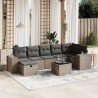 8-tlg. Garten-Sofagarnitur mit Kissen Grau Poly Rattan